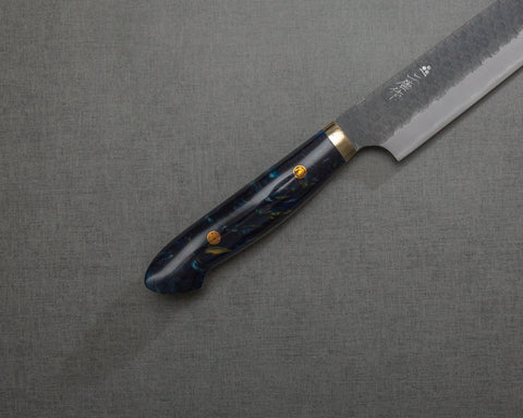 Nigara R2/SG2 Tsuchime Kurouchi 255mm Kiritsuke Sujihiki with Polished Twilight Blue Acrylic Handle