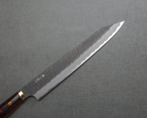 Nigara R2/SG2 Tsuchime Kurouchi 255mm Kiritsuke Sujihiki with Polished Bronzite and Red Lava Acrylic Handle