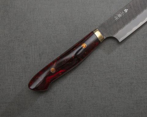 Nigara R2/SG2 Tsuchime Kurouchi 255mm Kiritsuke Sujihiki with Polished Bronzite and Red Lava Acrylic Handle