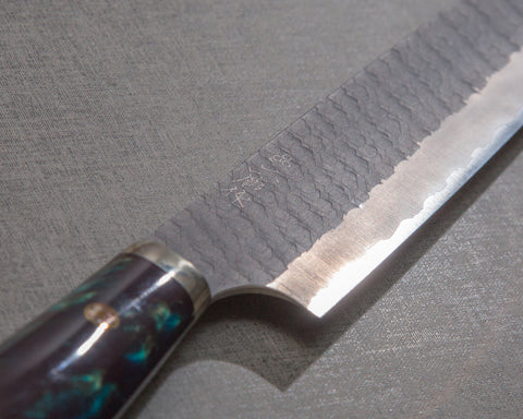 Nigara R2/SG2 Tsuchime Kurouchi 255mm Kiritsuke Sujihiki with Polished Twilight Blue Acrylic Handle