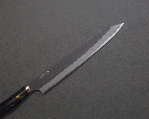 Nigara R2/SG2 Tsuchime Kurouchi 255mm Kiritsuke Sujihiki with Polished Twilight Blue Acrylic Handle