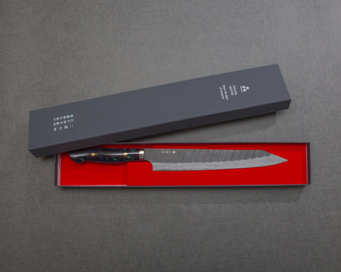 Nigara R2/SG2 Tsuchime Kurouchi 255mm Kiritsuke Sujihiki with Polished Twilight Blue Acrylic Handle