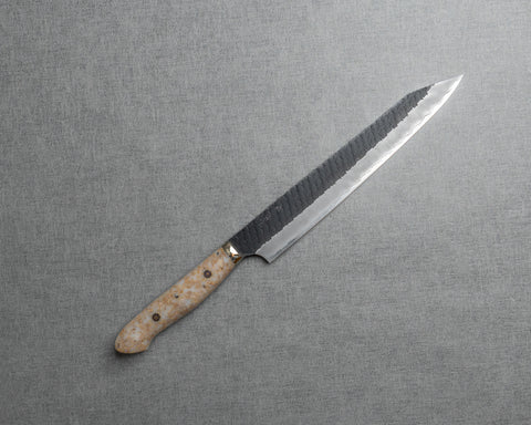 Nigara R2/SG2 Tsuchime Kurouchi 255mm Kiritsuke Sujihiki with Polished Milky Wheat Acrylic Handle