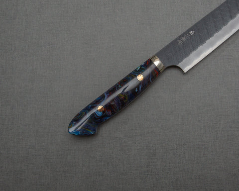 Nigara R2/SG2 Tsuchime Kurouchi 255mm Sujihiki with Polished Flowing Indigo Marble Acrylic Handle