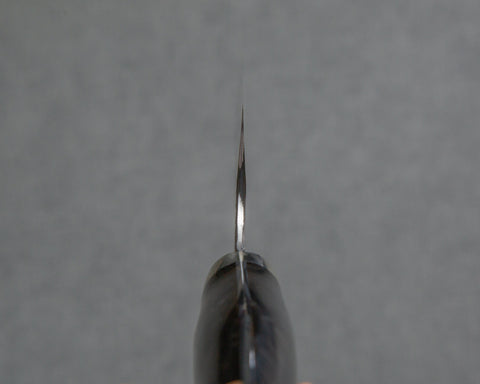 Nigara R2/SG2 Kurouchi Tsuchime 165mm Santoku with Stabilized Wood / Polished Emperador Umber Acrylic Handle