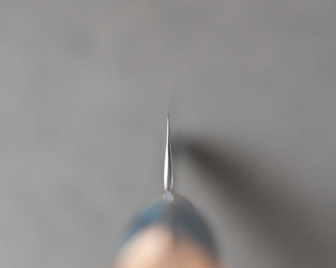 Nigara R2/SG2 Tsuchime Kurouchi 300mm Sakimaru Sujihiki with Stabilized Wood / Polished Jadeite Acrylic Handle