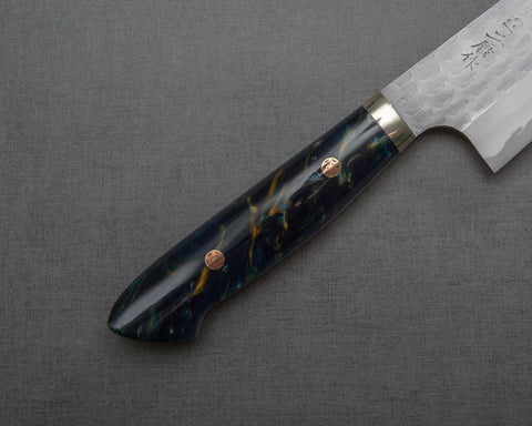 Nigara R2/SG2 Matt Migaki Tsuchime 210mm Gyuto with Polished Azurite Malachite Acrylic Handle