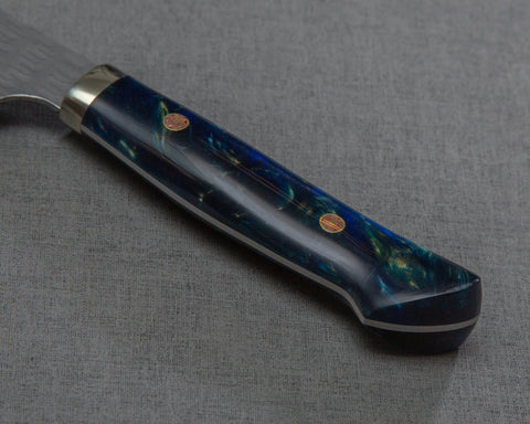 Nigara R2/SG2 Matt Migaki Tsuchime 210mm Gyuto with Polished Azurite Malachite Acrylic Handle