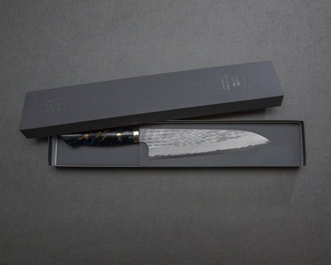 Nigara R2/SG2 Matt Migaki Tsuchime 210mm Gyuto with Polished Azurite Malachite Acrylic Handle