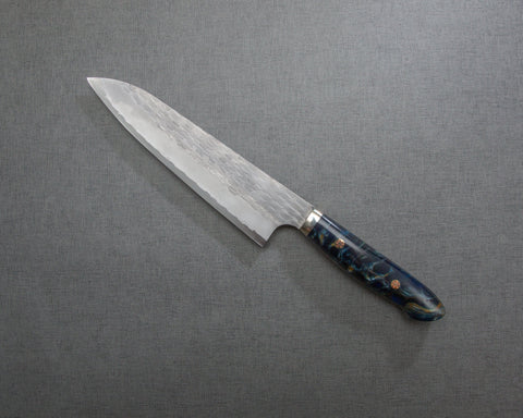 Nigara R2/SG2 Matt Migaki Tsuchime 210mm Gyuto with Polished Twilight Blue Acrylic Handle