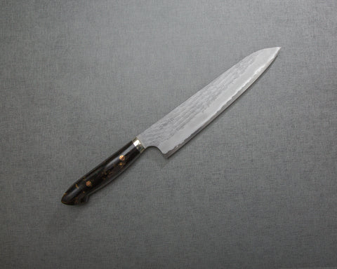 Nigara R2/SG2 Matt Migaki Tsuchime 240mm Gyuto with Polished Tigereye Acrylic Handle