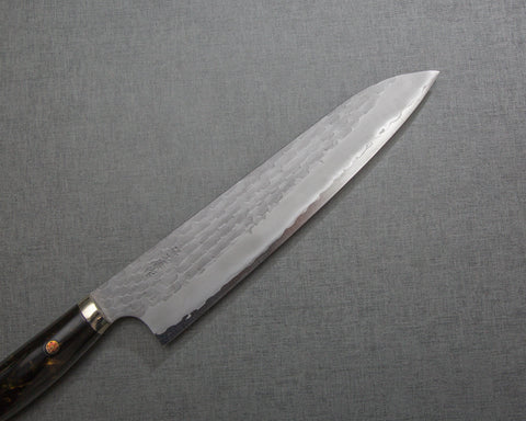 Nigara R2/SG2 Matt Migaki Tsuchime 240mm Gyuto with Polished Tigereye Acrylic Handle