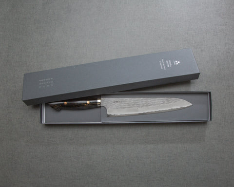 Nigara R2/SG2 Matt Migaki Tsuchime 240mm Gyuto with Polished Tigereye Acrylic Handle