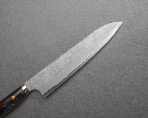 Nigara R2/SG2 Matt Migaki Tsuchime 240mm Gyuto with Polished Aurora and Tigereye Acrylic Handle