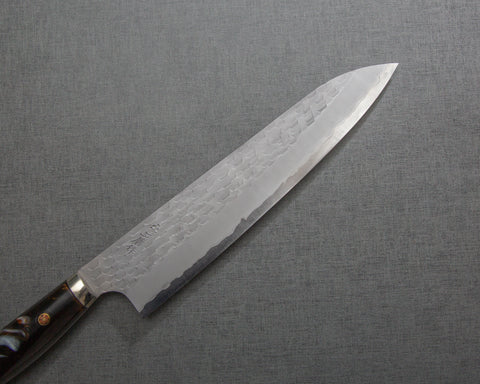 Nigara R2/SG2 Matt Migaki Tsuchime 240mm Gyuto with Polished Brown Marble Acrylic Handle