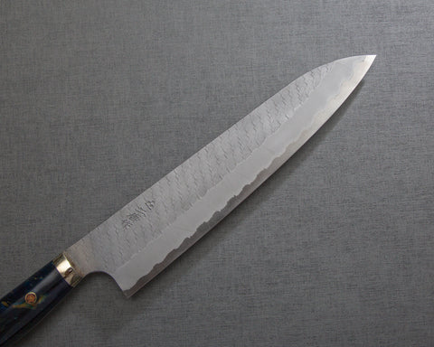 Nigara R2/SG2 Matt Migaki Tsuchime 240mm Gyuto with Polished Twilight Blue Acrylic Handle