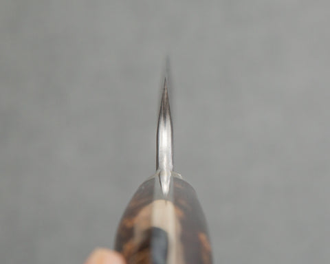 Nigara R2/SG2 Matt Migaki Tsuchime 135mm Honesuki with Polished Tigereye Acrylic Handle