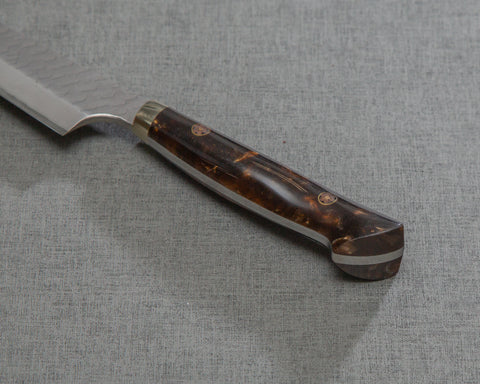 Nigara R2/SG2 Matt Migaki Tsuchime 135mm Honesuki with Polished Tigereye Acrylic Handle