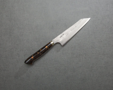 Nigara R2/SG2 Matt Migaki Tsuchime 135mm Honesuki with Polished Tigereye Acrylic Handle