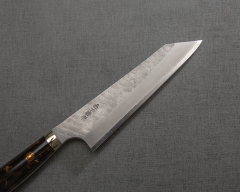 Nigara R2/SG2 Matt Migaki Tsuchime 135mm Honesuki with Polished Tigereye Acrylic Handle