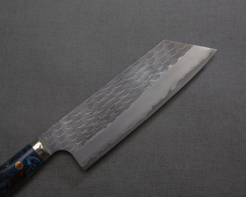 Nigara R2/SG2 Matt Migaki Tsuchime 165mm Kiritsuke Nakiri with Polished Flowing Blue River Acrylic Handle