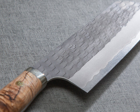 Nigara R2/SG2 Matt Migaki Tsuchime 165mm Kiritsuke Nakiri with Stabilized Wood Handle