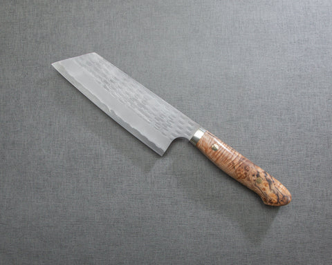 Nigara R2/SG2 Matt Migaki Tsuchime 165mm Kiritsuke Nakiri with Stabilized Wood Handle