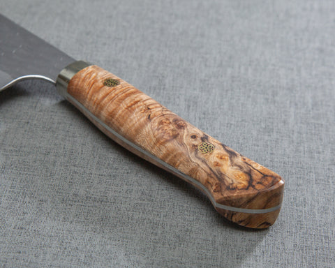 Nigara R2/SG2 Matt Migaki Tsuchime 165mm Kiritsuke Nakiri with Stabilized Wood Handle