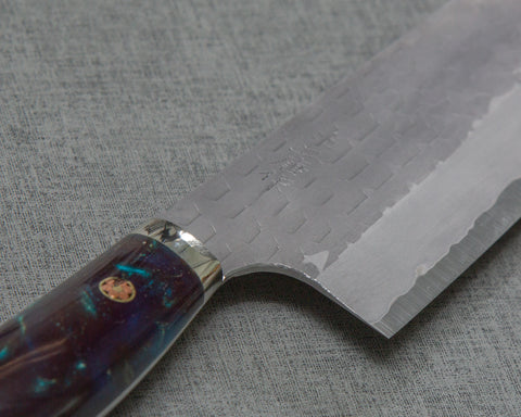Nigara R2/SG2 Matt Migaki Tsuchime 165mm Kiritsuke Nakiri with Polished Scorodite Acrylic Handle