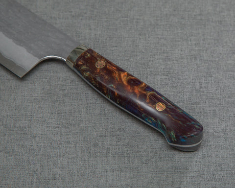 Nigara R2/SG2 Matt Migaki Tsuchime 165mm Kiritsuke Nakiri with Polished Scorodite Acrylic Handle