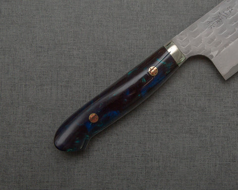 Nigara R2/SG2 Matt Migaki Tsuchime 165mm Kiritsuke Nakiri with Polished Scorodite Acrylic Handle