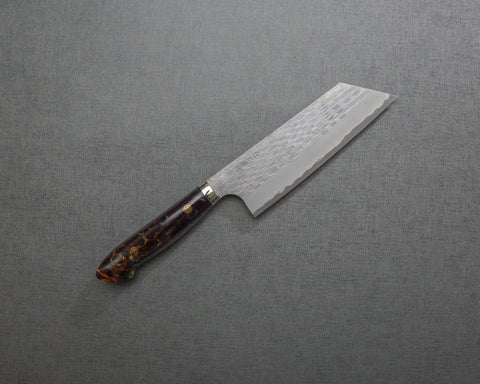 Nigara R2/SG2 Matt Migaki Tsuchime 165mm Kiritsuke Nakiri with Polished Hawk's Eye Acrylic Handle