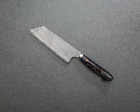 Nigara R2/SG2 Matt Migaki Tsuchime 165mm Kiritsuke Nakiri with Polished Hawk's Eye Acrylic Handle