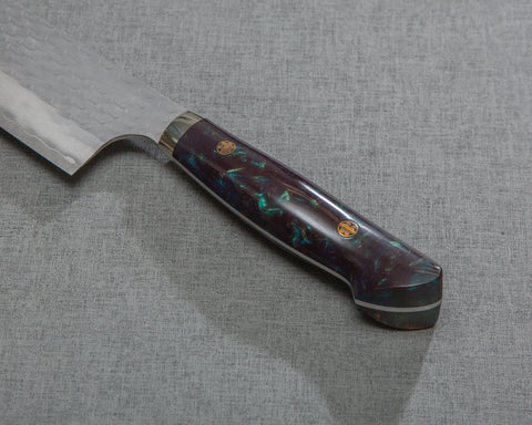 Nigara R2/SG2 Matt Migaki Tsuchime 165mm Kiritsuke Nakiri with Polished Hawk's Eye Acrylic Handle