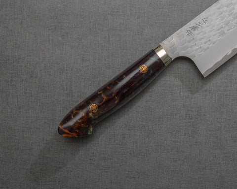 Nigara R2/SG2 Matt Migaki Tsuchime 165mm Kiritsuke Nakiri with Polished Hawk's Eye Acrylic Handle