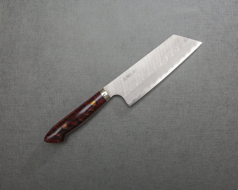 Nigara R2/SG2 Matt Migaki Tsuchime 165mm Kiritsuke Nakiri with Polished Ruby Acrylic Handle