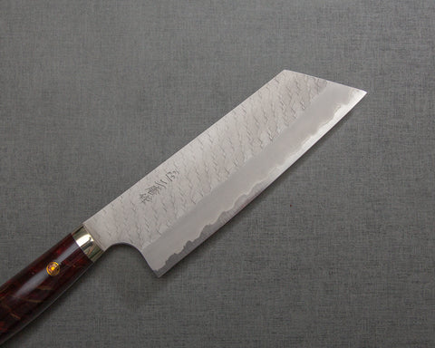 Nigara R2/SG2 Matt Migaki Tsuchime 165mm Kiritsuke Nakiri with Polished Ruby Acrylic Handle