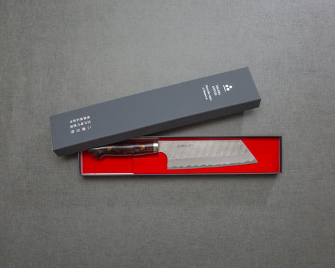 Nigara R2/SG2 Matt Migaki Tsuchime 165mm Kiritsuke Nakiri with Polished Ruby Acrylic Handle