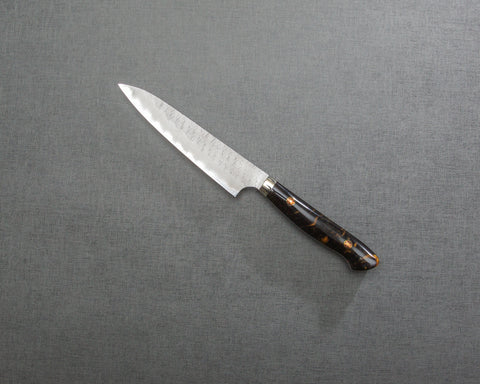 Nigara R2/SG2 Matt Migaki Tsuchime 135mm Kiritsuke Petty with Polished Tigereye Acrylic Handle