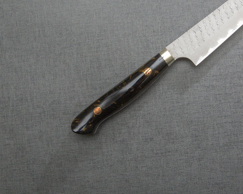 Nigara R2/SG2 Matt Migaki Tsuchime 135mm Kiritsuke Petty with Polished Tigereye Acrylic Handle