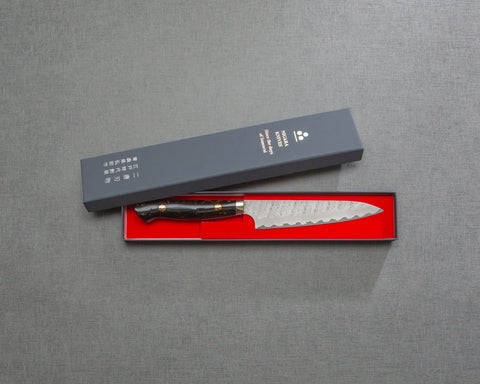 Nigara R2/SG2 Matt Migaki Tsuchime 135mm Kiritsuke Petty with Polished Tigereye Acrylic Handle