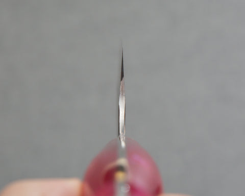 Nigara R2/SG2 Matt Migaki Tsuchime 210mm Kiritsuke Gyuto with Polished Neon Pink Acrylic Handle