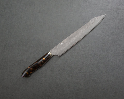 Nigara R2/SG2 Matt Migaki Tsuchime 255mm Kiritsuke Sujihiki with Polished Bronzite Acrylic Handle
