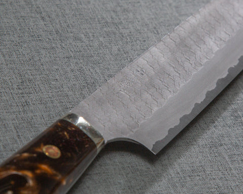 Nigara R2/SG2 Matt Migaki Tsuchime 255mm Kiritsuke Sujihiki with Polished Bronzite Acrylic Handle