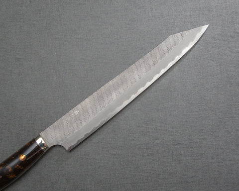 Nigara R2/SG2 Matt Migaki Tsuchime 255mm Kiritsuke Sujihiki with Polished Bronzite Acrylic Handle
