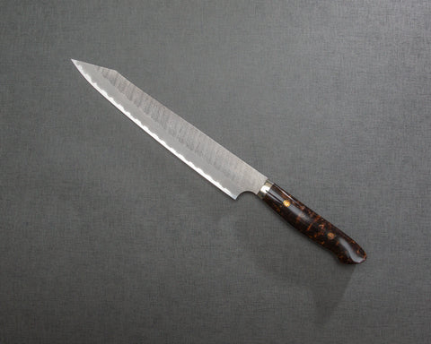 Nigara R2/SG2 Matt Migaki Tsuchime 255mm Kiritsuke Sujihiki with Polished Bronzite Acrylic Handle