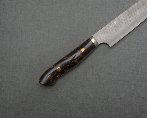 Nigara R2/SG2 Matt Migaki Tsuchime 255mm Kiritsuke Sujihiki with Polished Bronzite Acrylic Handle