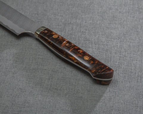 Nigara R2/SG2 Matt Migaki Tsuchime 255mm Kiritsuke Sujihiki with Polished Bronzite Acrylic Handle