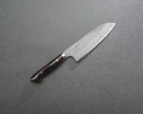 Nigara R2/SG2 Matt Migaki Tsuchime 165mm Santoku with Polished Underwater Acrylic Handle