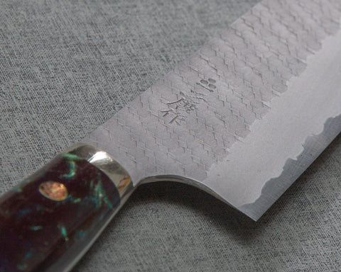 Nigara R2/SG2 Matt Migaki Tsuchime 165mm Santoku with Polished Underwater Acrylic Handle